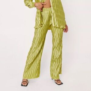 Nasty Gal US 2 Geo Plisse Wide Leg Co-Ord